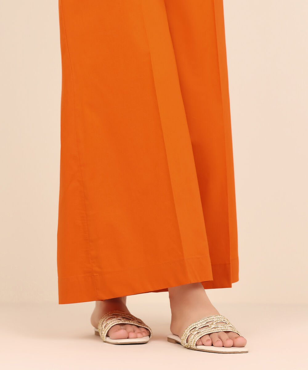 Women's RTW Cambric Orange Dyed Flared Pants