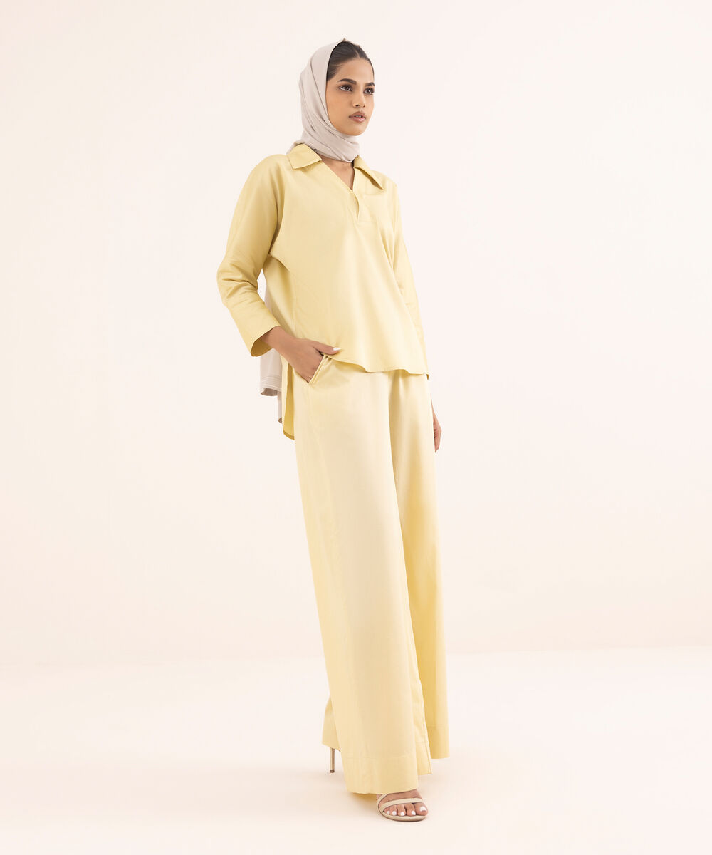 Women's Yellow Cotton Modest Trousers