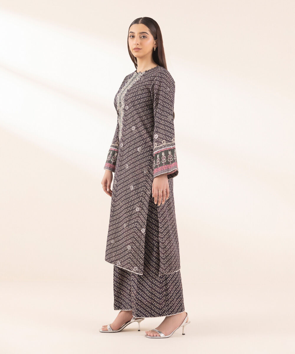 Woman - Purple Embroidered Zari Lawn Shirt