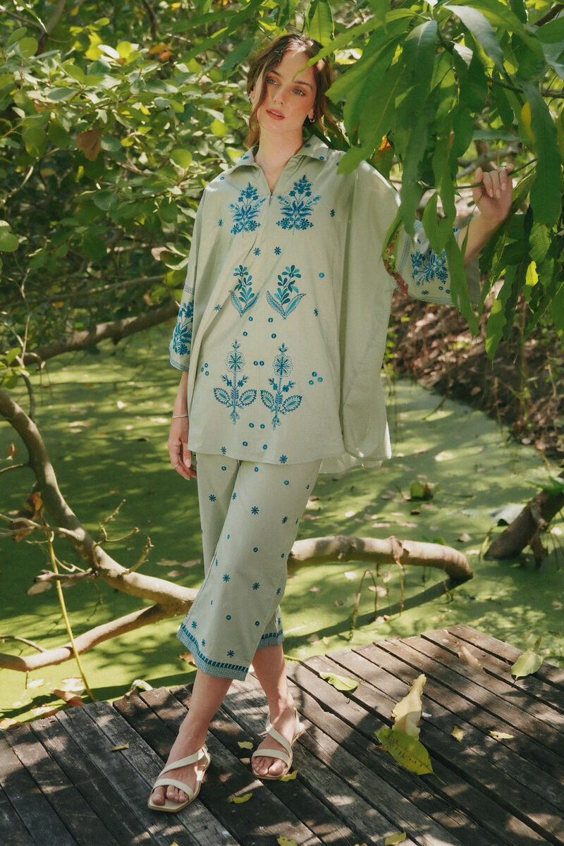 Embroidered Dobby Culottes