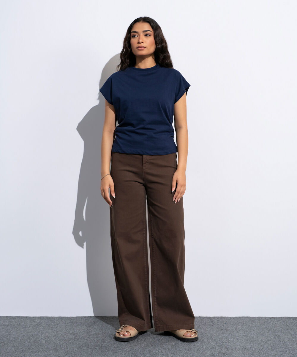 Women's Brown Straight Fit Chino Trousers
