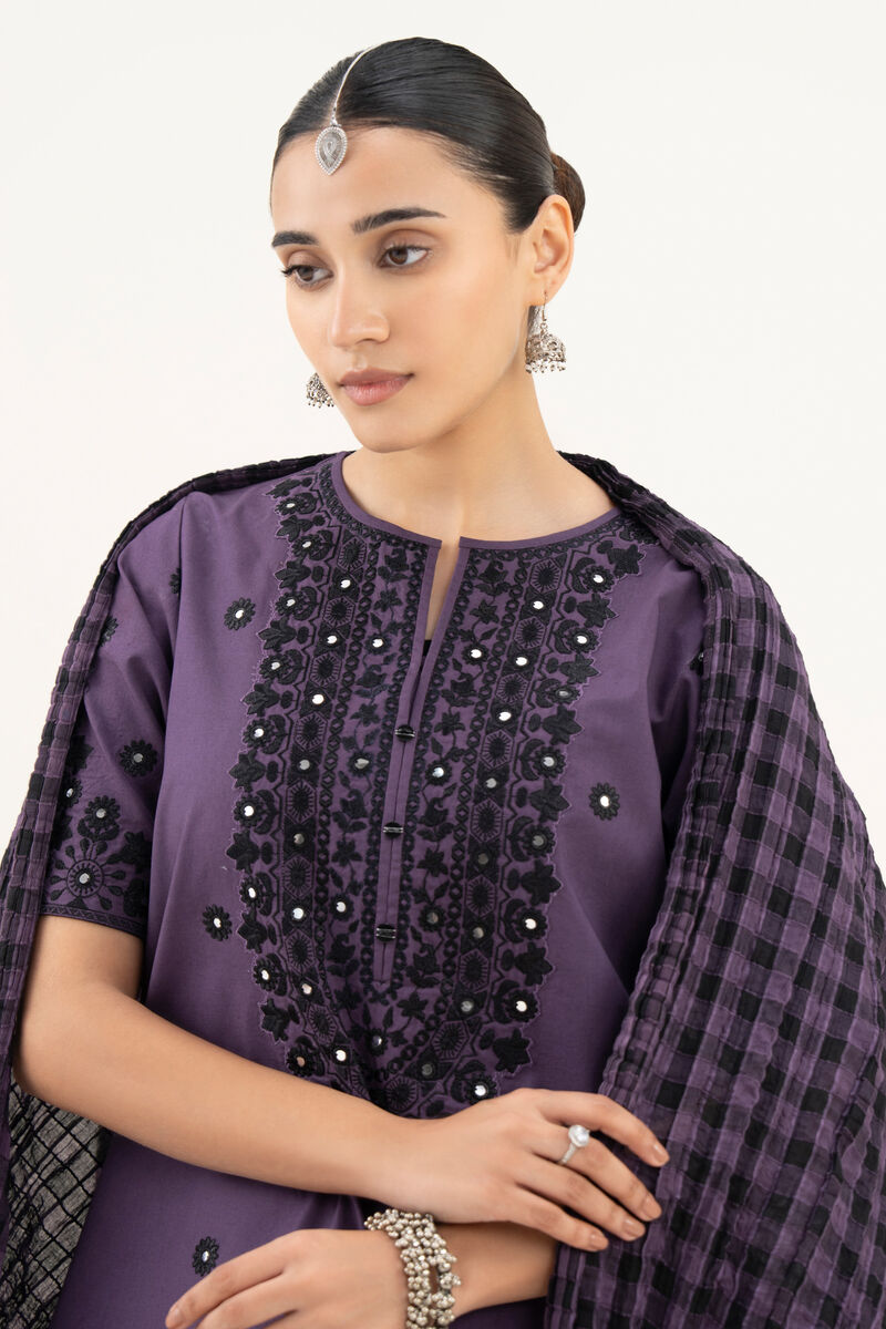 3 Piece - Embroidered Cotton Suit