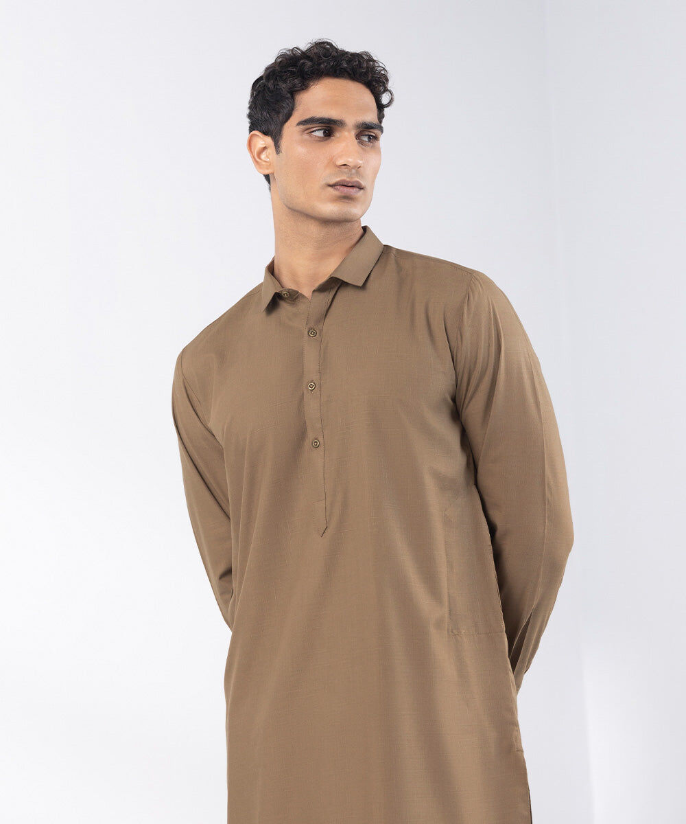 Men's Cotton Jacquard Grey Kurta