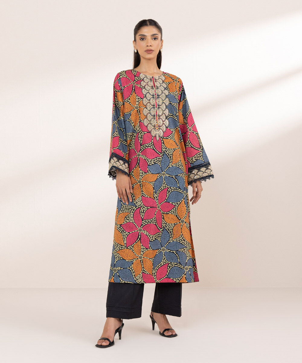 Women's RTW Lawn Multi Embroidered Boxy Shirt