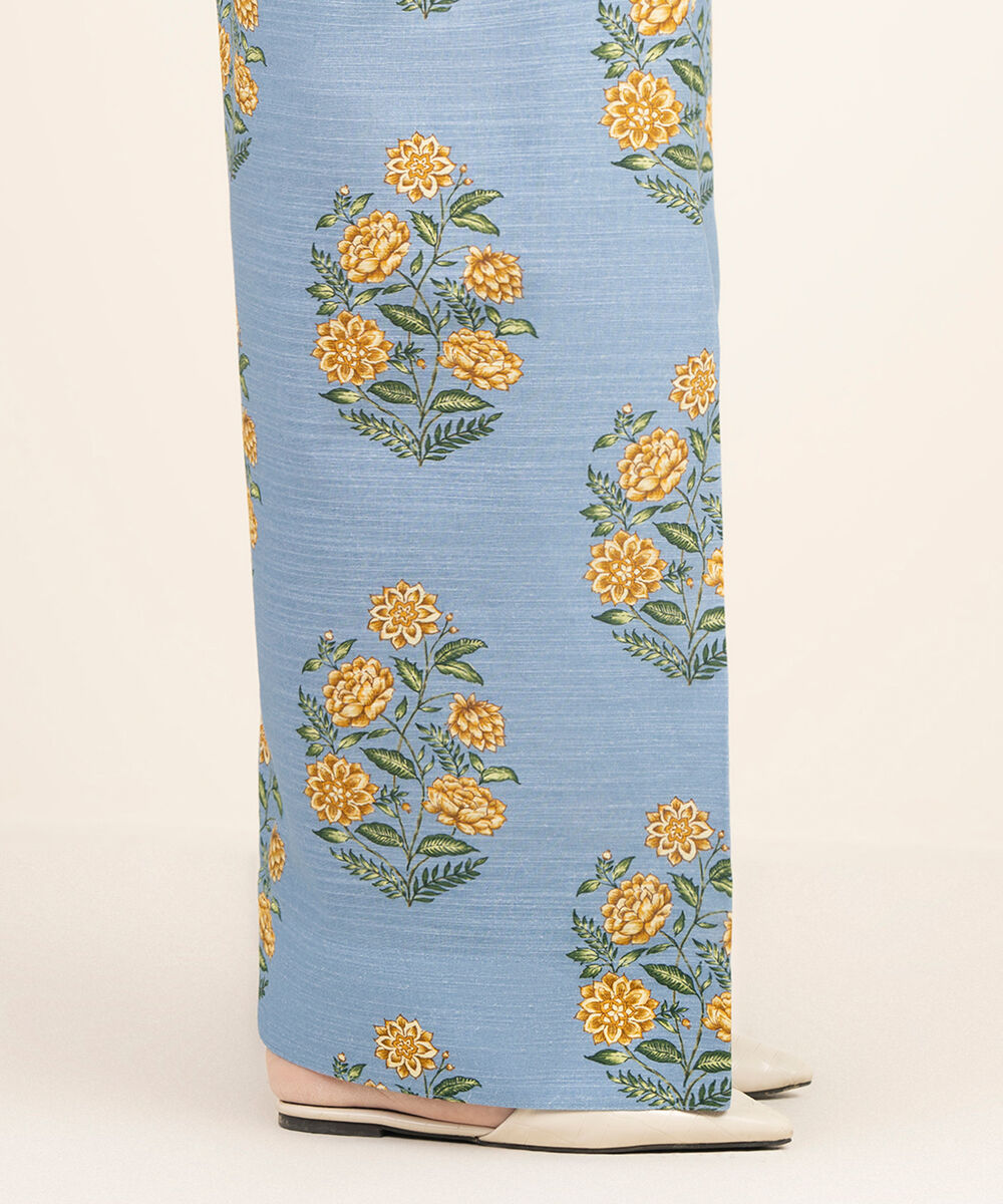 Women's RTW Light Khaddar Blue Printed Farshi Shalwar