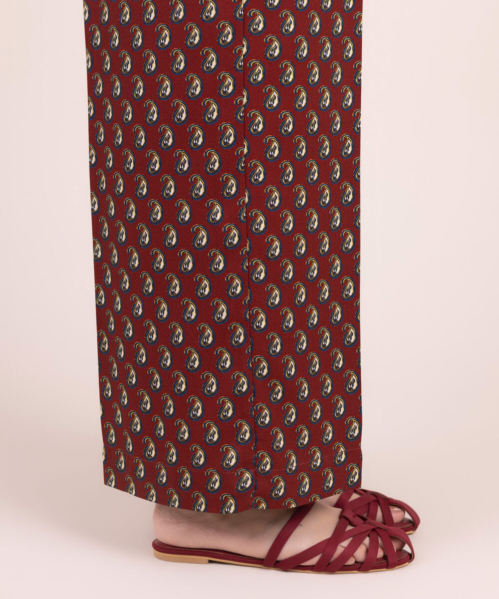 Women's RTW Arabic Dobby Printed Maroon Culottes