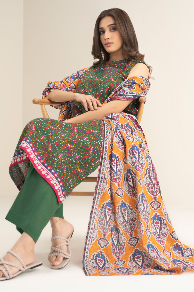3 Piece - Printed Khaddar Suit