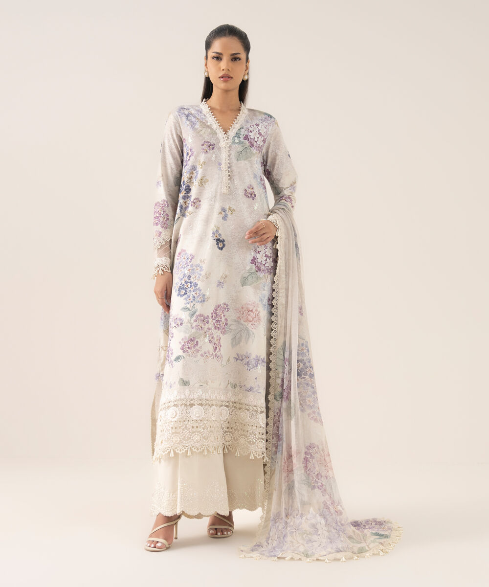 Women's Unstitched Pima Lawn Printed Three Piece Suit