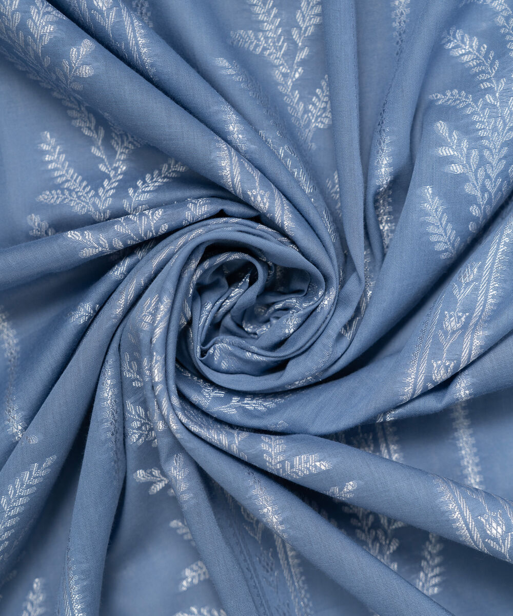 Extra Weft Jacquard Solid Blue Dupatta