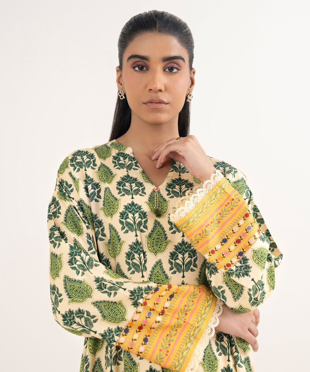 Women's RTW Viscose Linen Printed Multi Drop Shoulder Shirt