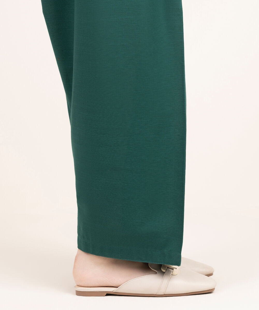 Women's RTW Khaddar Solid Green Shalwar