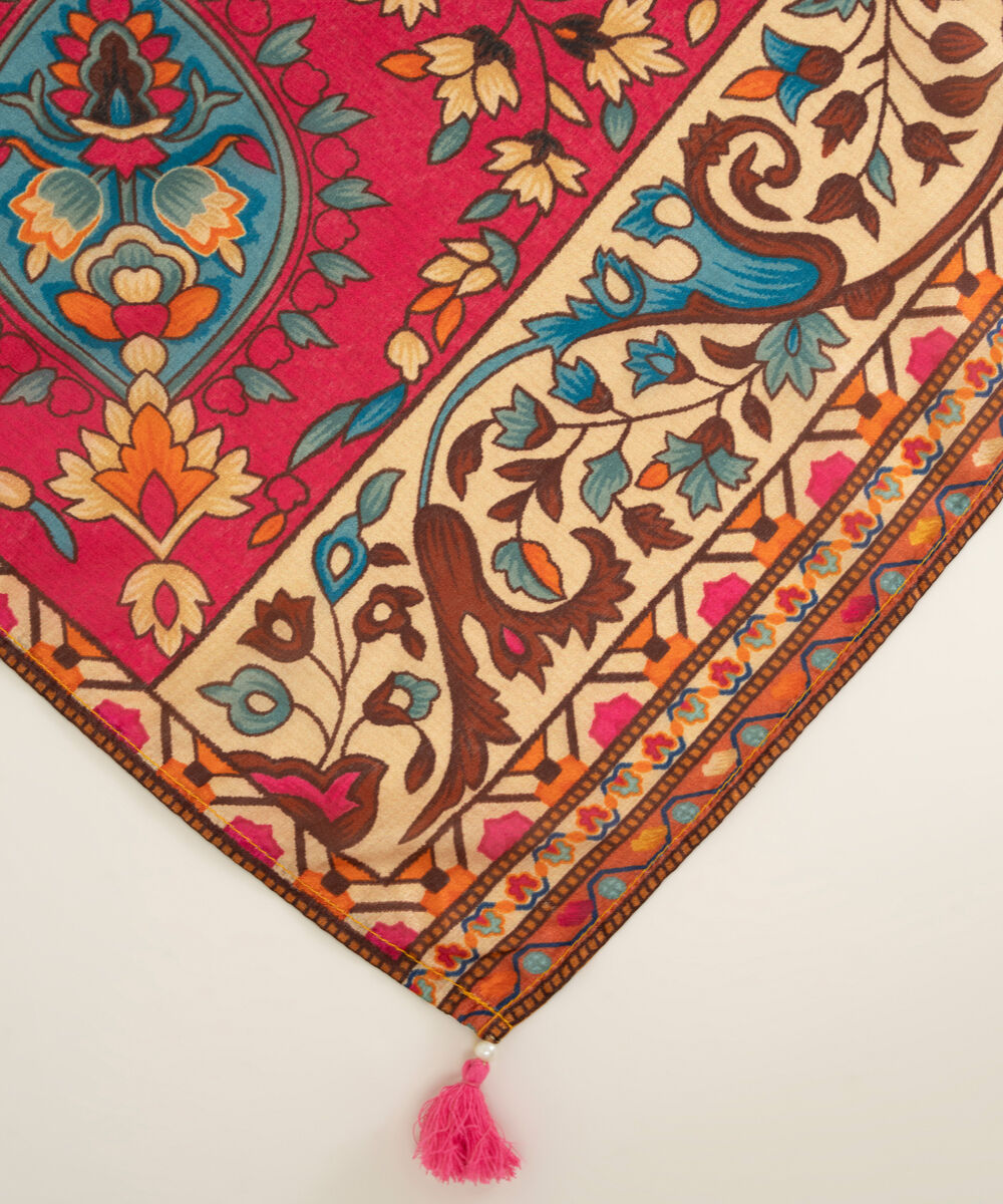 Tussar Silk Printed Pink Dupatta