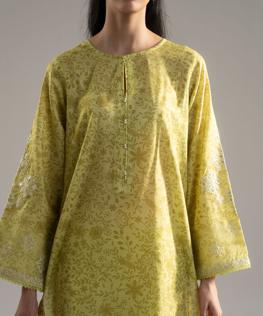 Women's RTW Lawn Printed Embroidered Green 2 Piece Suit