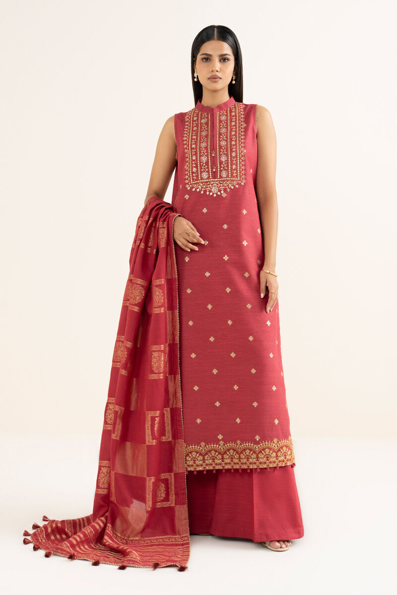 3 Piece - Embroidered Zari Khaddar Suit