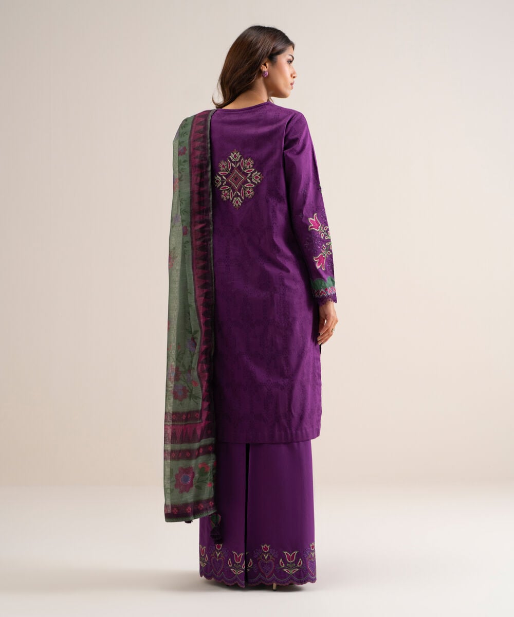3 Piece - Embroidered Jacquard Suit — Sapphire view 3