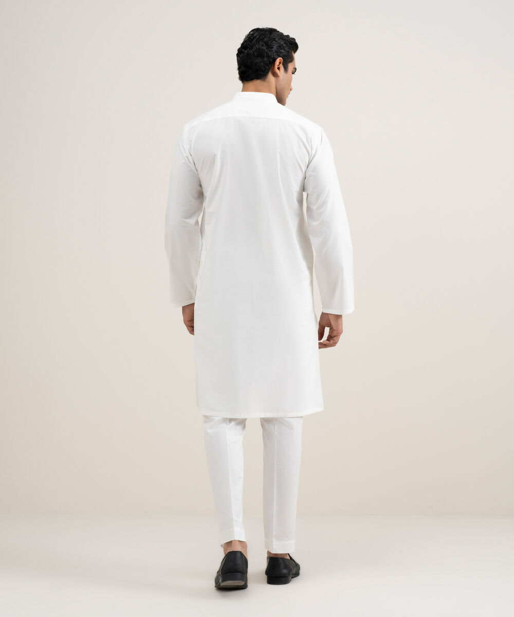 Men's Stitched Cotton Off White Kurta