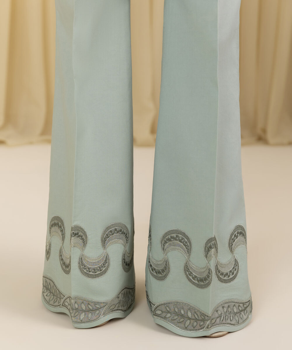 Unstitched Women's Green Dobby 3 Piece Suit