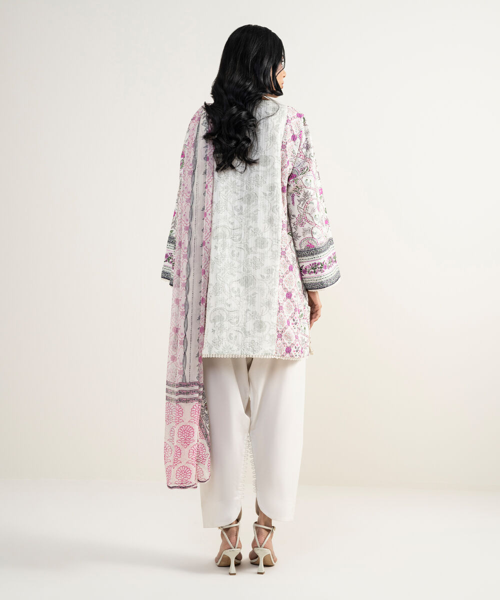 Women's RTW Dobby Embroidered Off White 3 Piece Suit