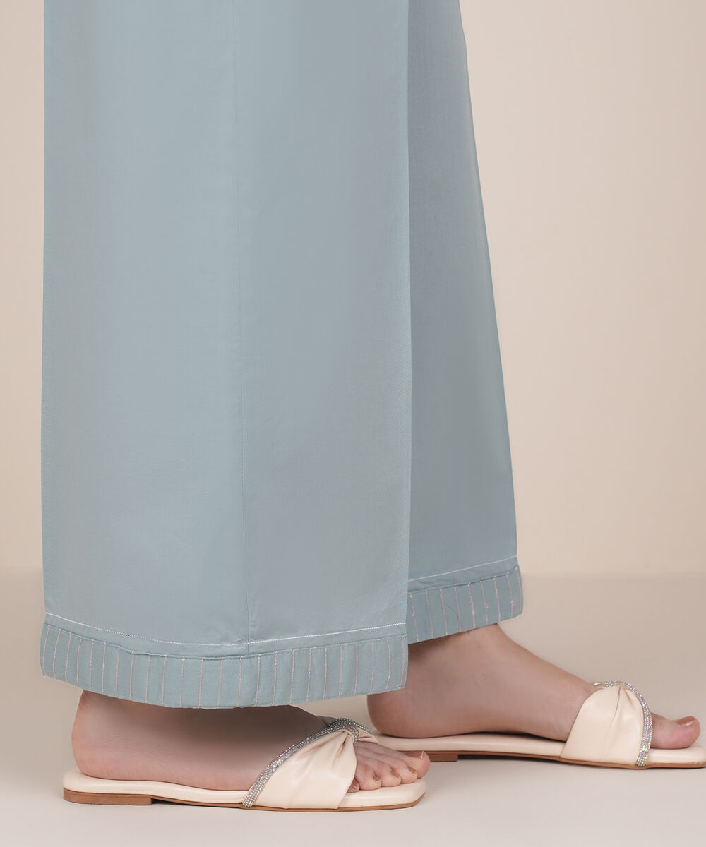 Women's RTW Cambric Blue Solid Culottes