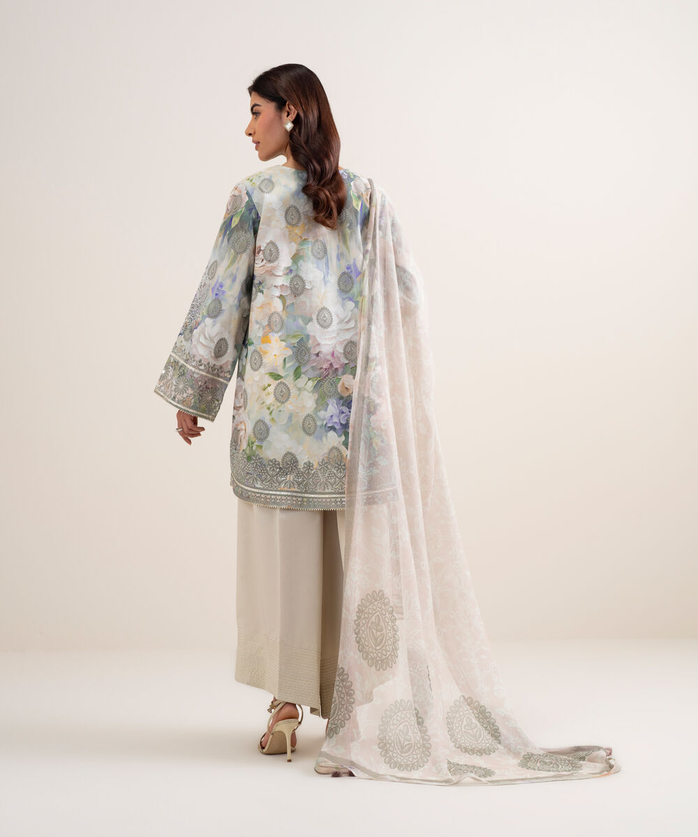 Women's Unstitched Lawn Embroidered Multi 3 Piece Suit