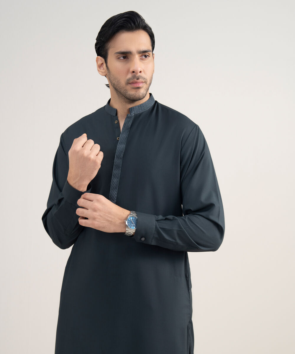 Men's Stitched Premium Blended Dark Green Suit