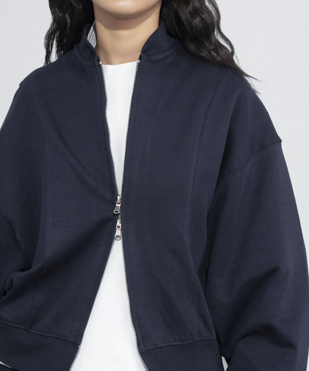 Women's Western Wear Blue Interlock Bomber Jacket