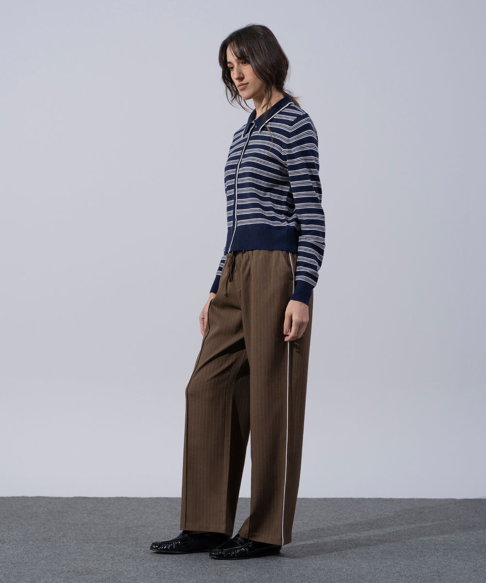 Women's Western Wear Brown Polyester Pull-On Drawstring Trousers