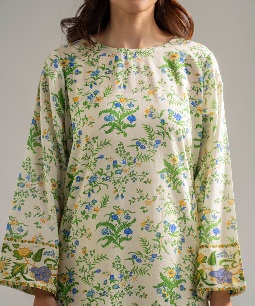 Women's RTW Dobby Embroidered Off White 2 Piece Suit