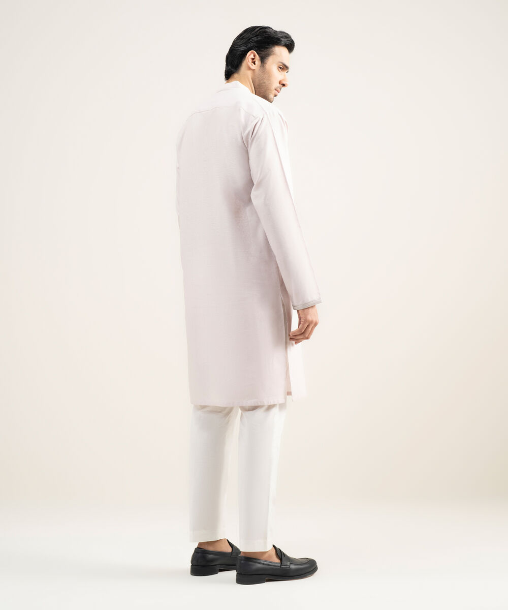 Men's Stitched Cotton Jacquard Light Mauve Kurta