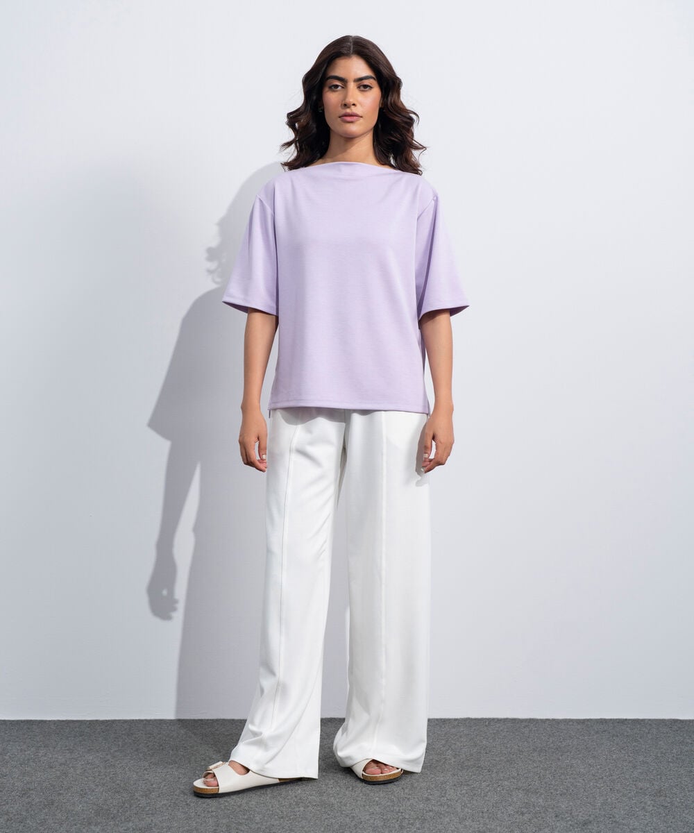 Women's Western Lilac Soft Lux Slash Neck T-Shirt