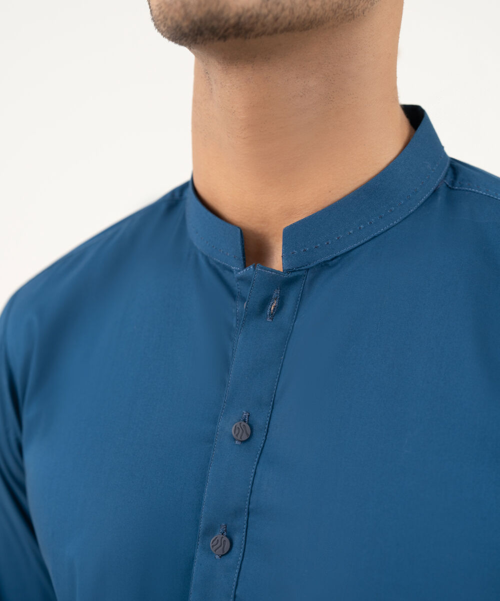 Men's Falak Plain Medium Blue Kurta Shalwar