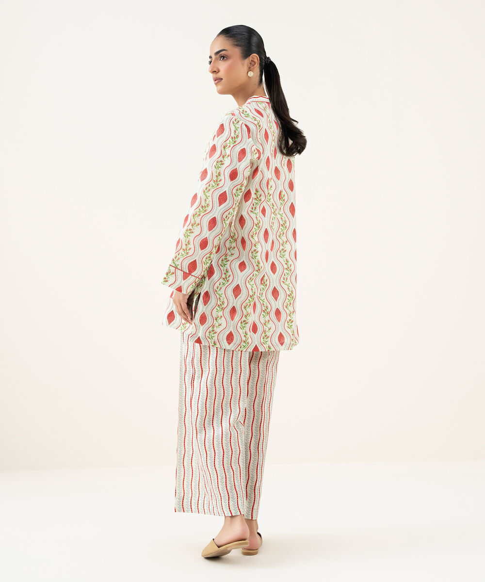 Women's RTW Crosshatch Printed Off White Straight Shirt