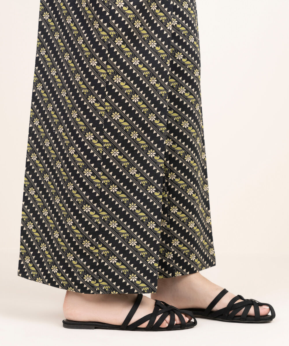 Women's RTW Khaddar Printed Black Culottes
