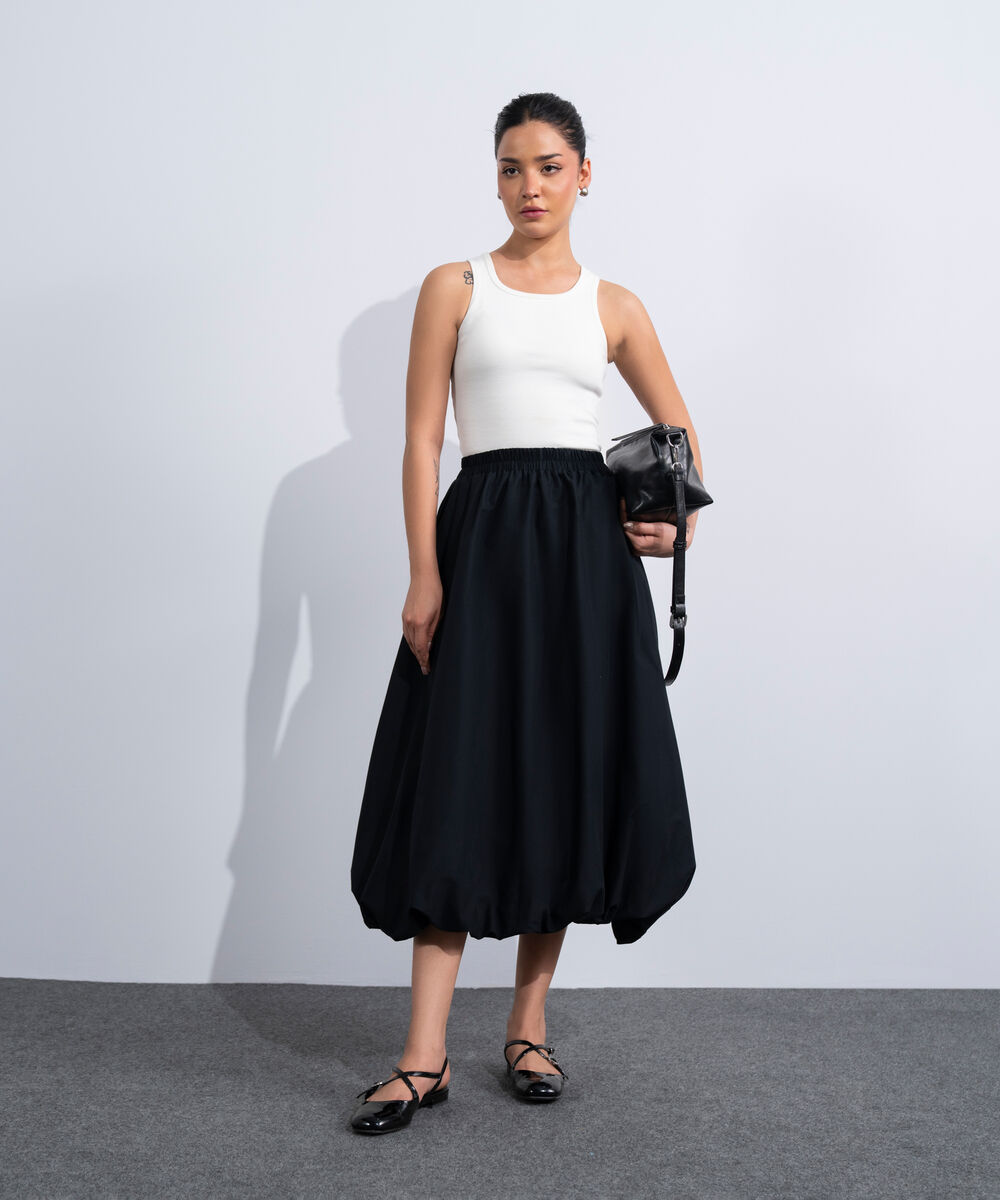 Women's Western Black Balloon Skirt