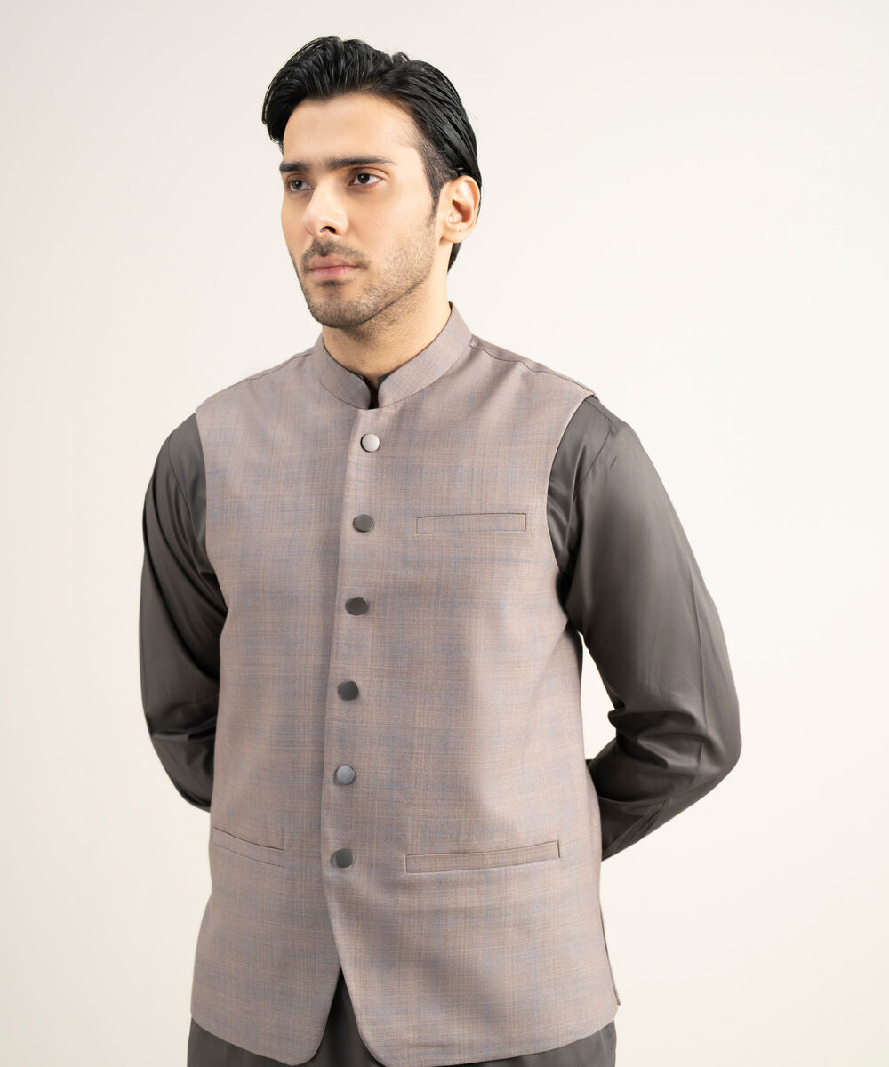 Men's Stitched Premium Suiting Beige Waistcoat