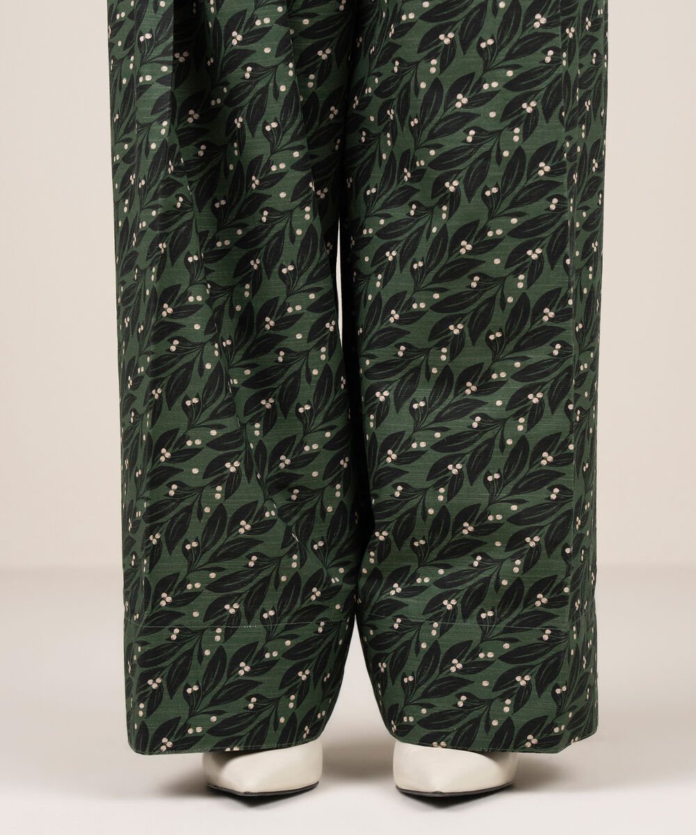 Women's RTW Khaddar Printed Green Farshi Shalwar