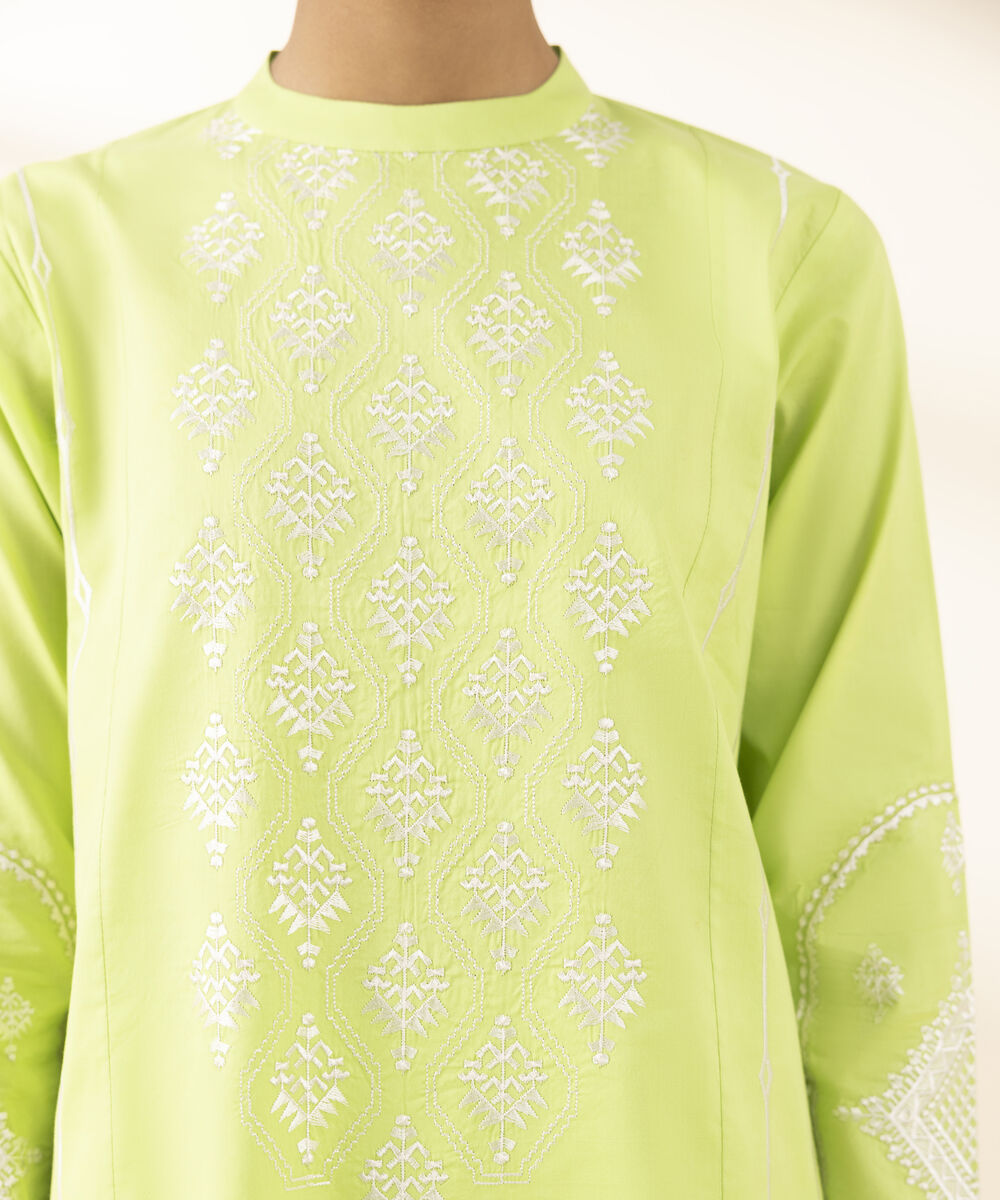 Unstitched Women's Green Textured Lawn 3 Piece Suit