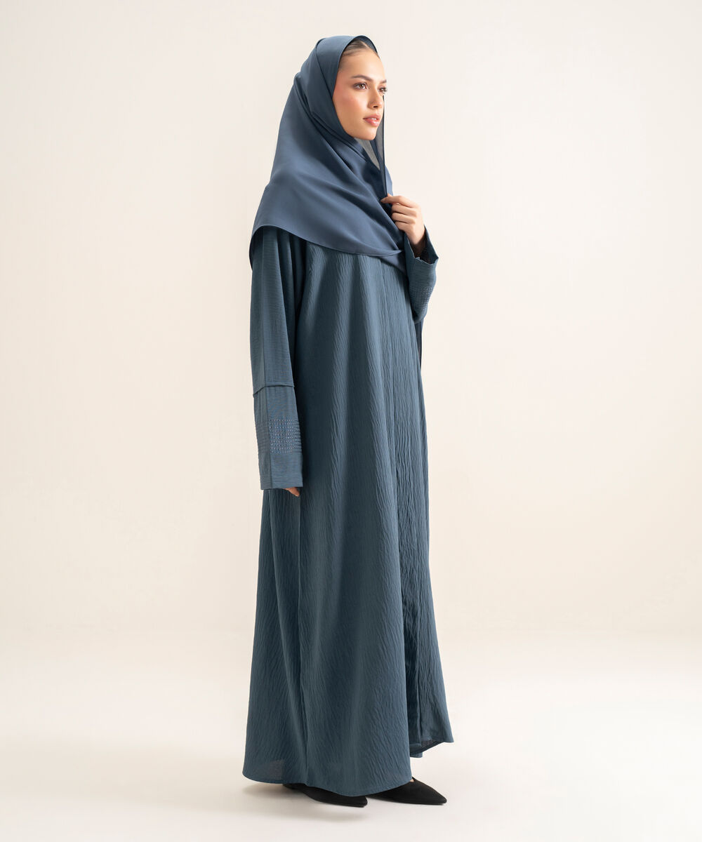 Women's Grey Embroidered Abbaya Set