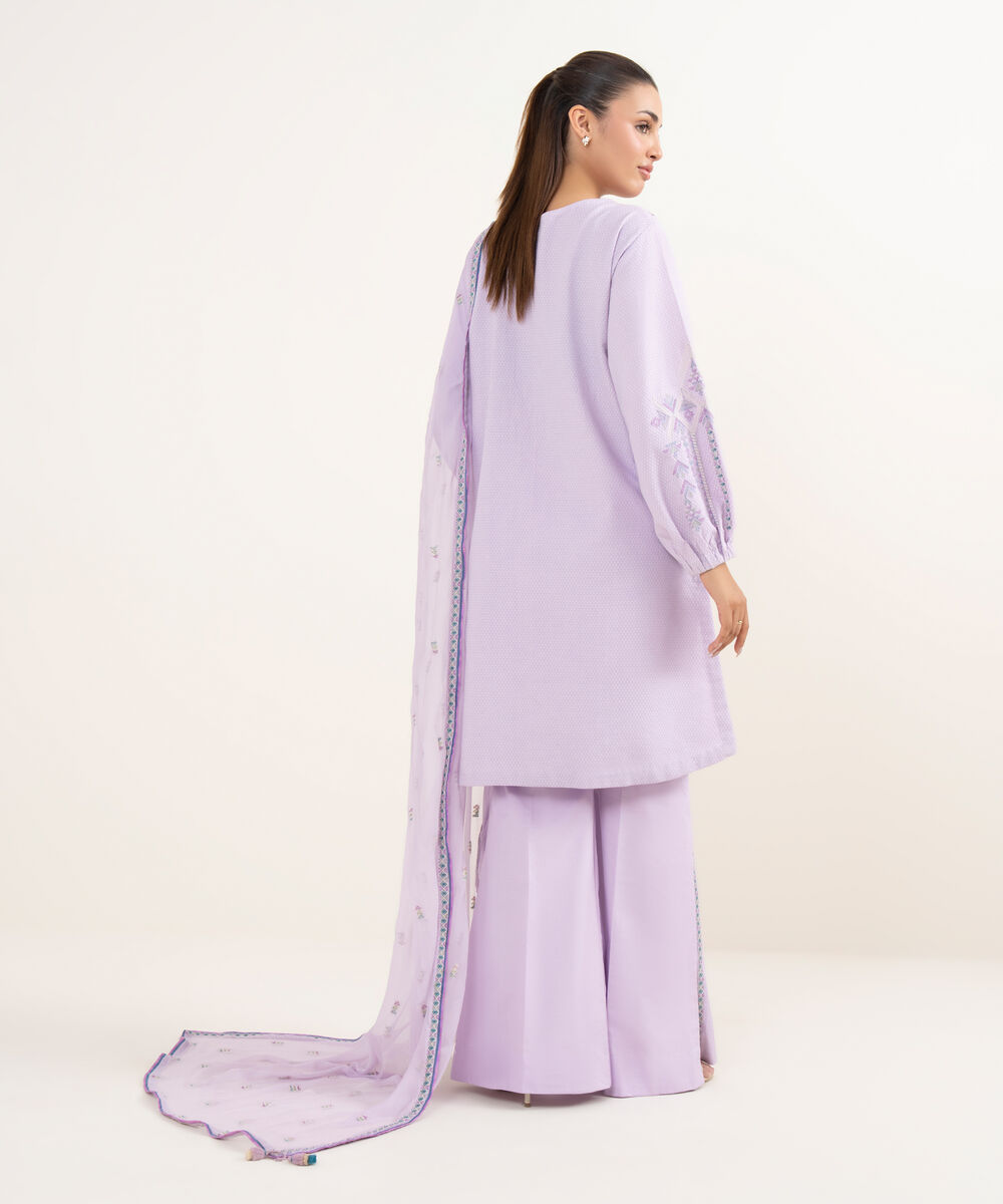 Women's Unstitched Dobby Dyed Three Piece Suit