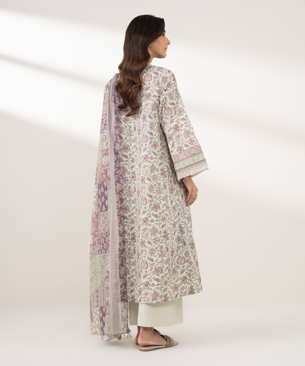 Women's Unstitched Lawn Embroidered Multi 3 Piece Suit