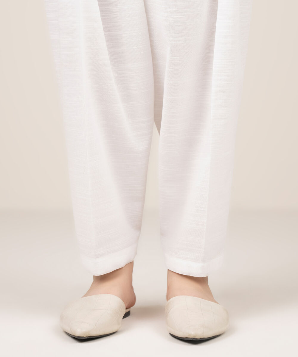 Women's RTW Khaddar Solid White Shalwar