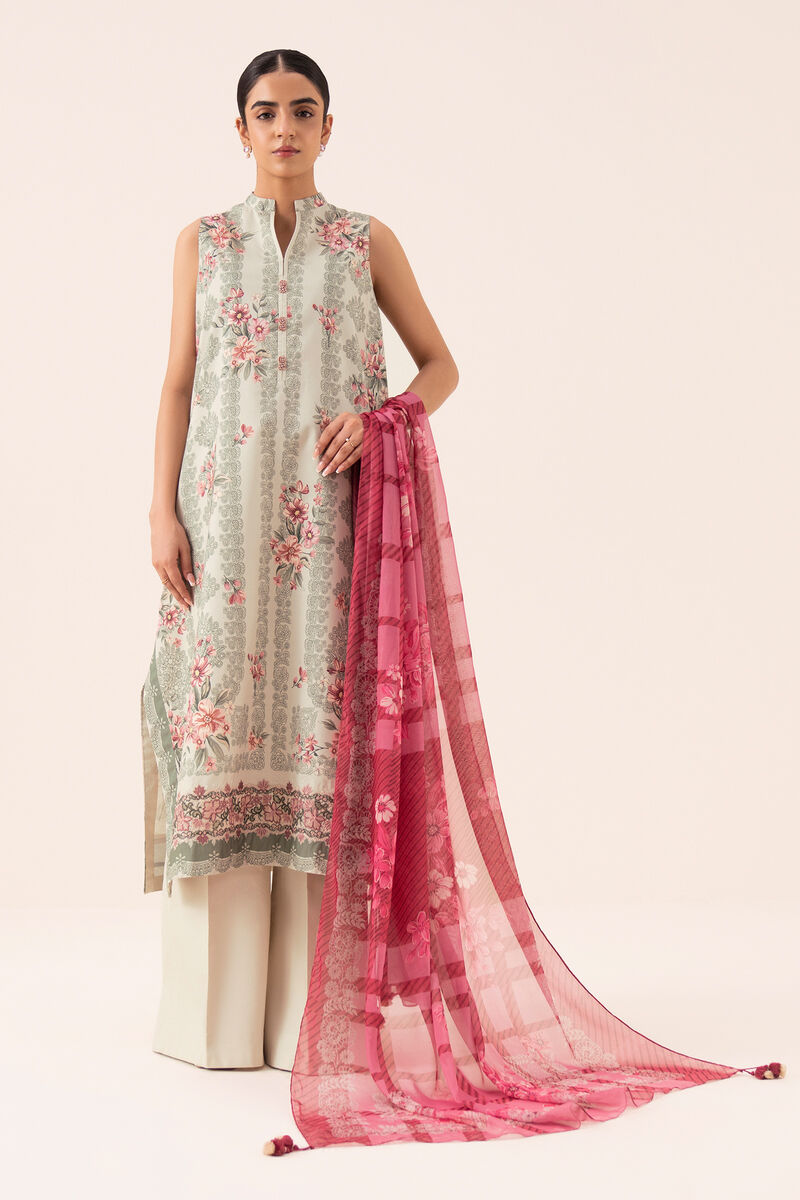 3 Piece -  Embroidered Cotton Viscose Suit
