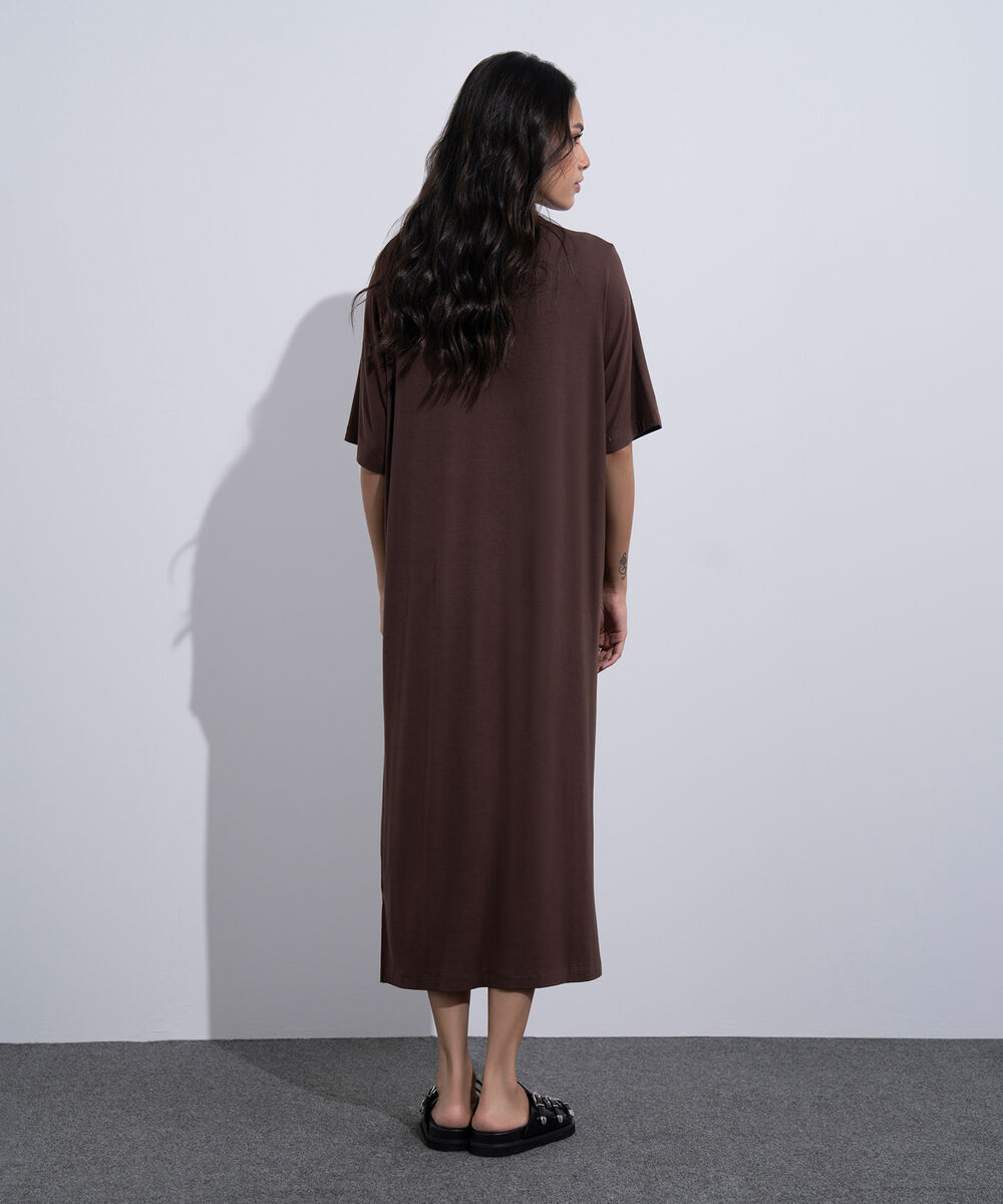 Women's Western Wear Brown T-Shirt Short Sleeve Dress