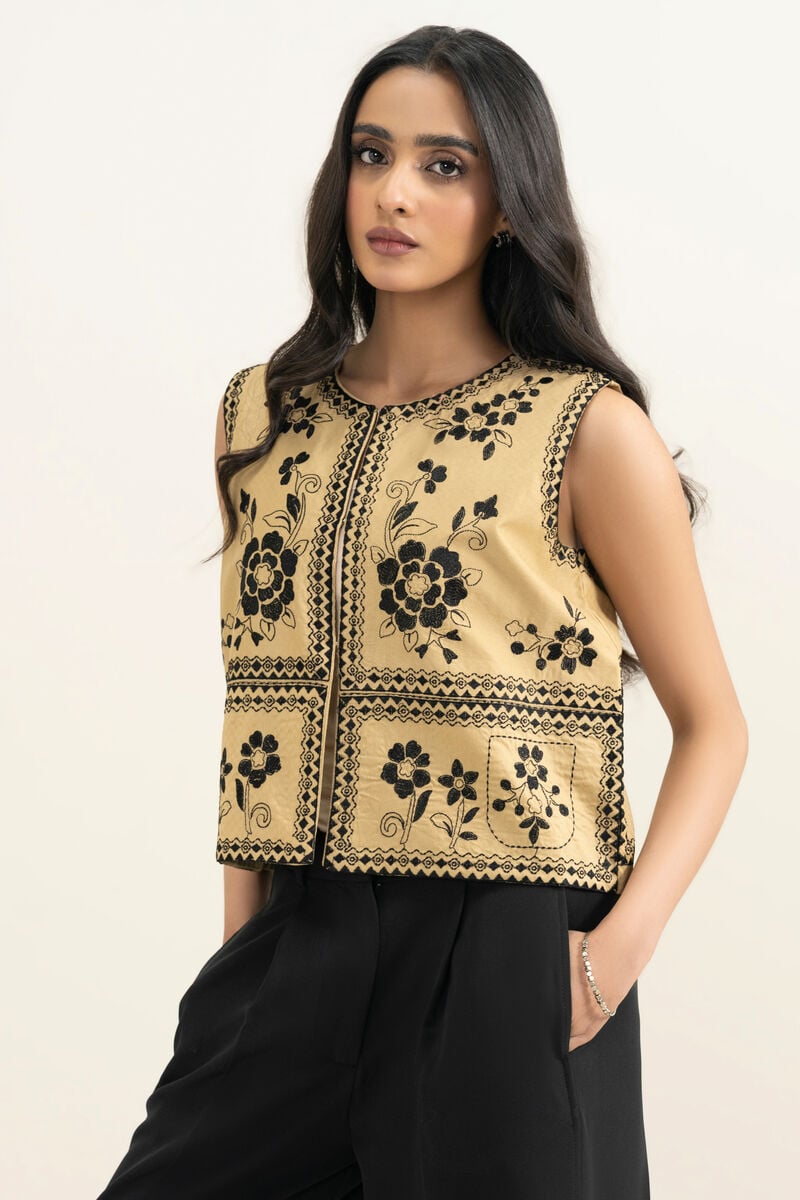 Embroidered Dobby Waistcoat