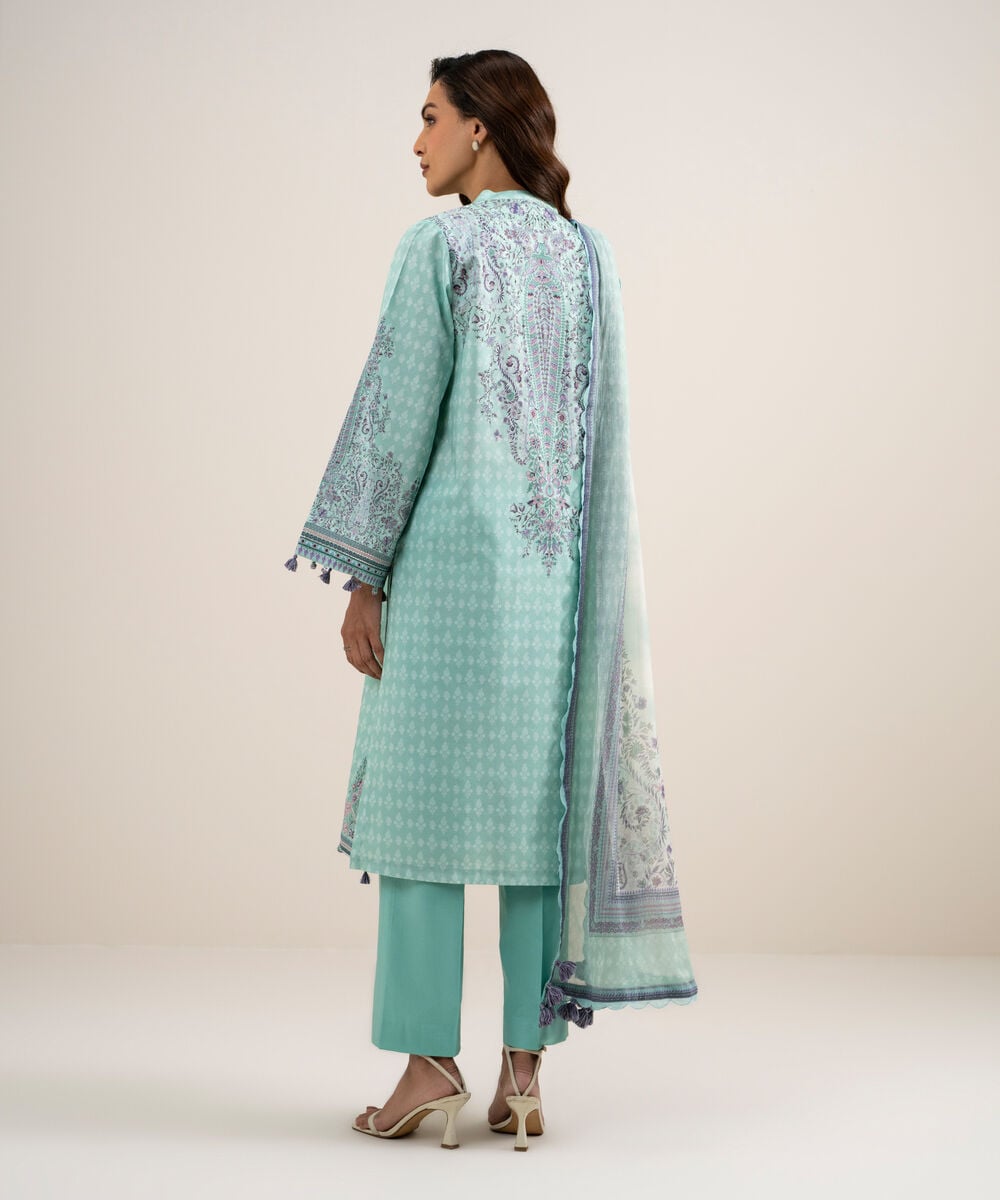 Women's Unstitched Lawn Embroidered Green