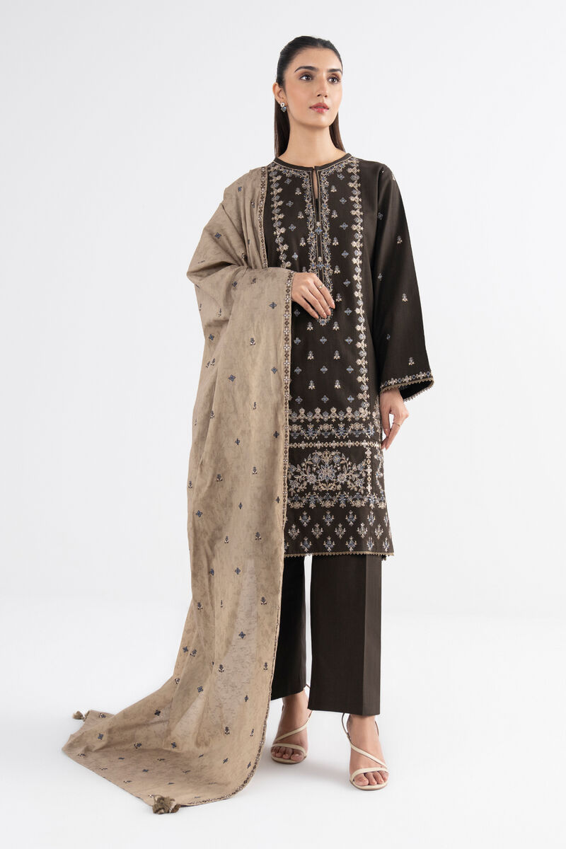 3 Piece - Embroidered Crosshatch Suit