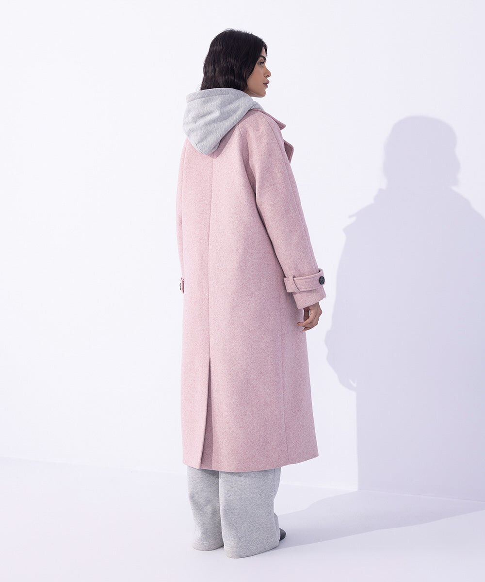 Woman - Pink Double Breasted Long Coat