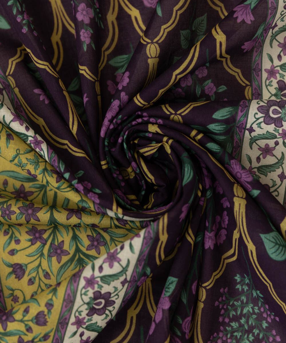 Fine Voile Purple Printed Dupatta