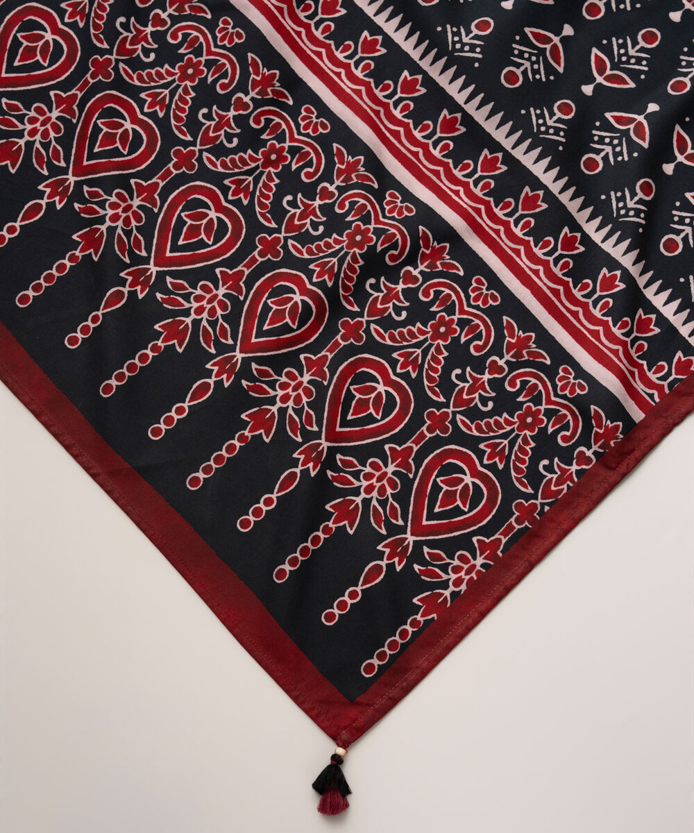 Printed Linen Black Dupatta