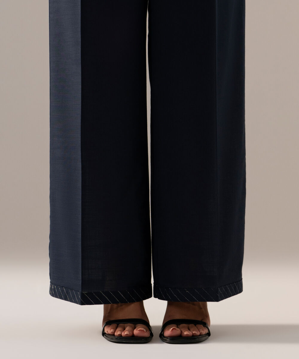 Women's RTW Cross Hatch Solid Dark Blue Culotte